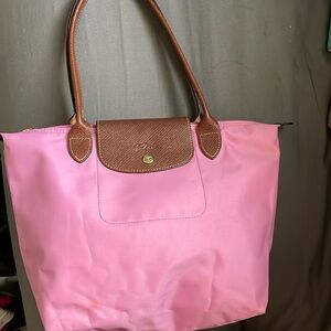 Pink longchamp Le pliage tote bag